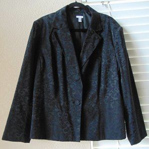 Apt. 9 Black Paisley Peplum Blazer 22W Plus Size